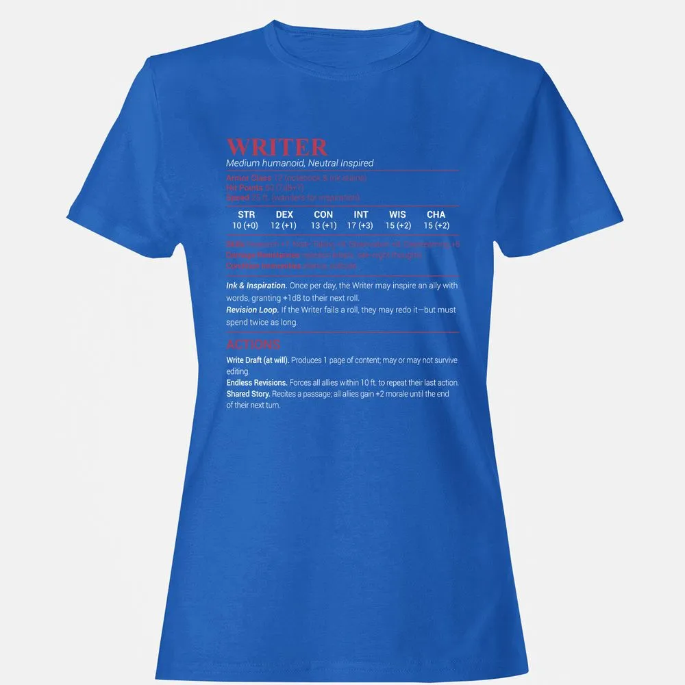 Writer Women's T-Shirt - Royal - 14