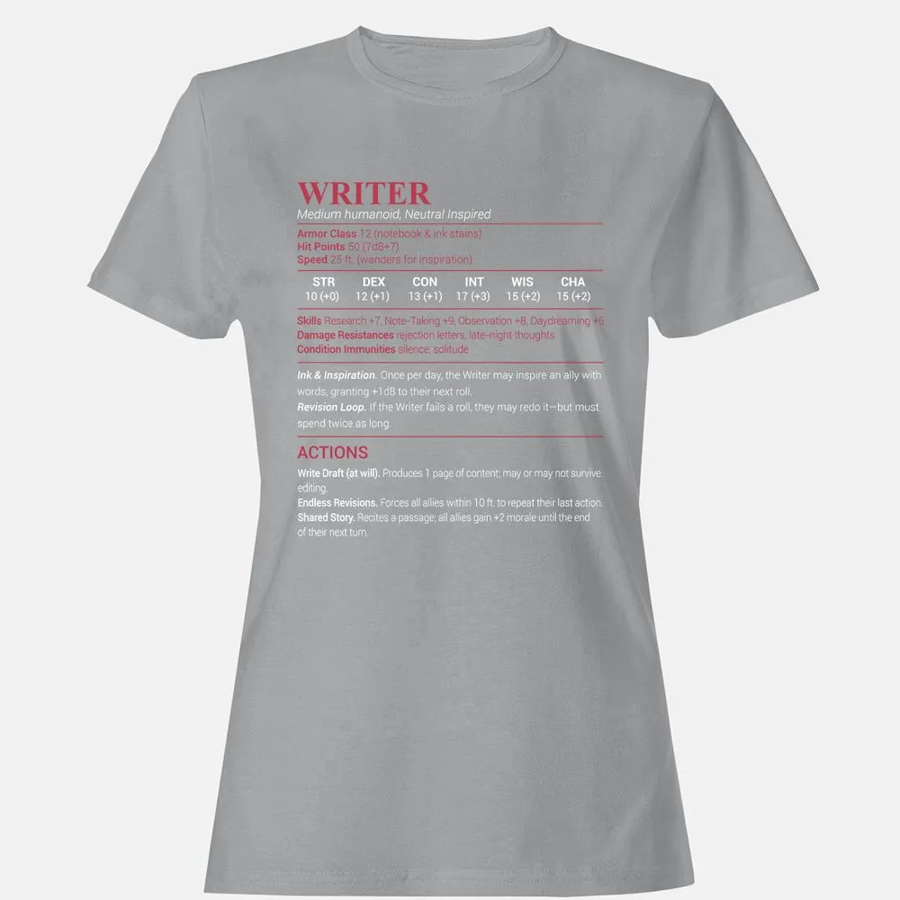 Writer Women's T-Shirt - Sport Grey - 15