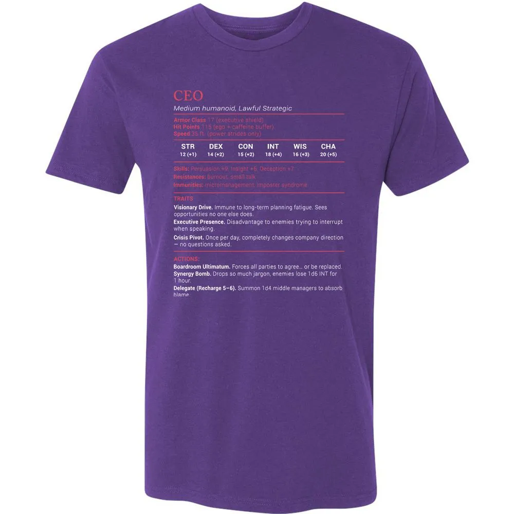 CEO Stats Premium Unisex T-Shirt - Purple Rush - 7