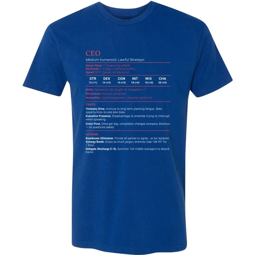 CEO Stats Premium Unisex T-Shirt - Royal - 10