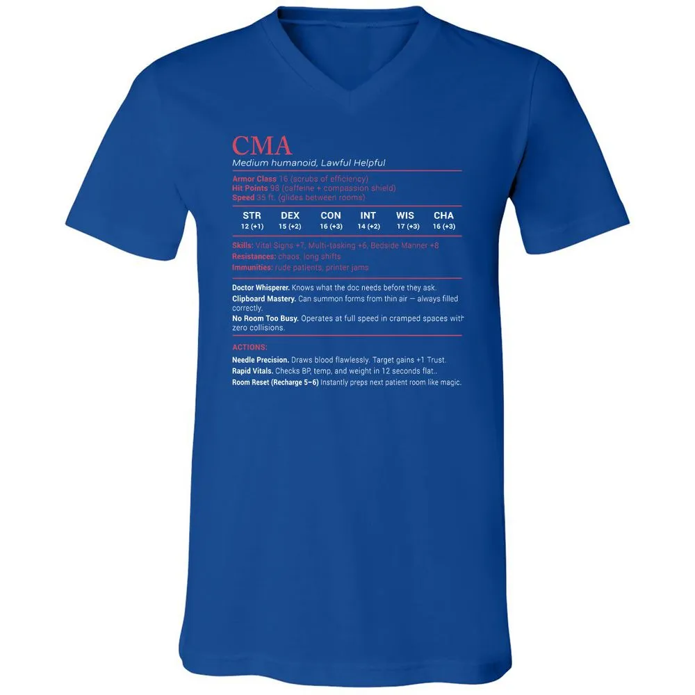CMA Stats Unisex V-Neck T-Shirt - True Royal - 4