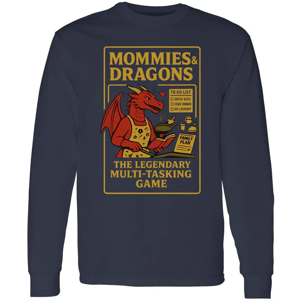 Mommies & Dragons Long Sleeve T-Shirt - Navy - 2