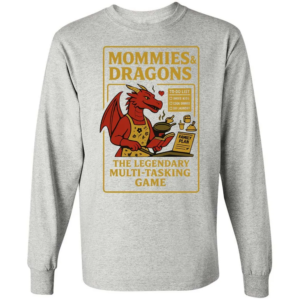 Mommies & Dragons Long Sleeve T-Shirt - Ash - 7