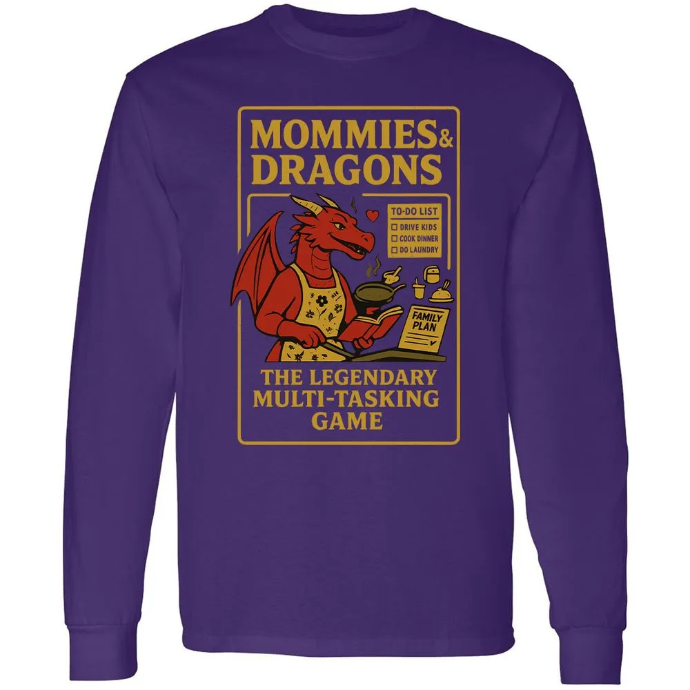 Mommies & Dragons Long Sleeve T-Shirt - Purple - 13