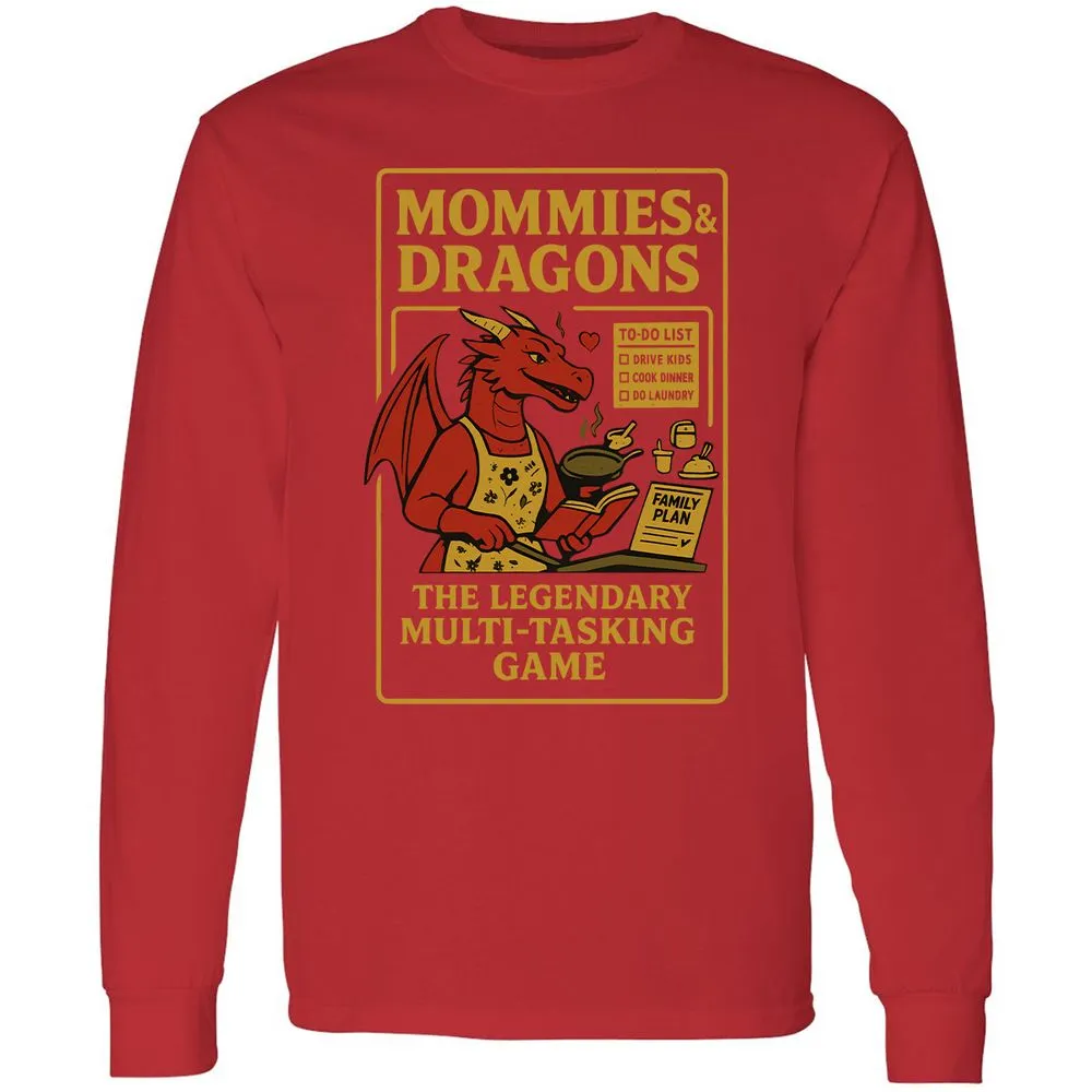 Mommies & Dragons Long Sleeve T-Shirt - Red - 14