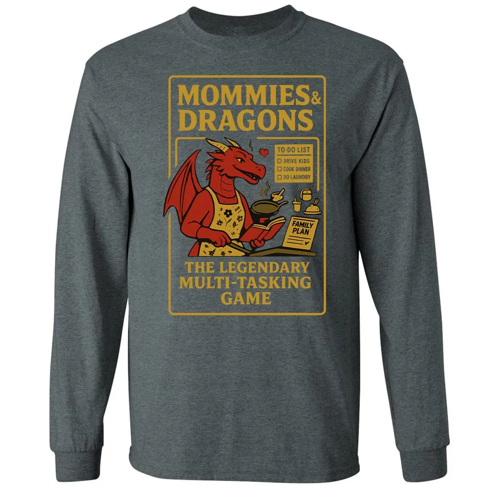 Mommies & Dragons Long Sleeve T-Shirt - Dark Heather - 15