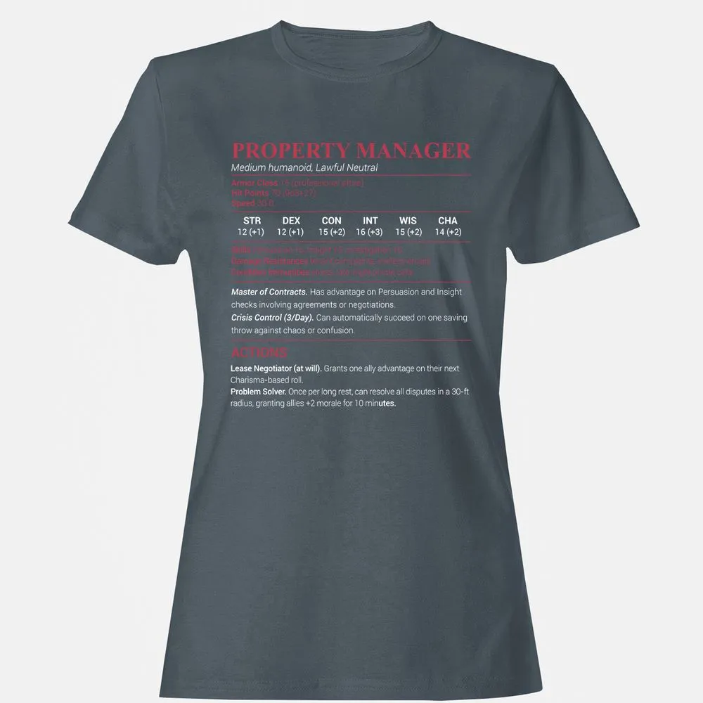 Property Manager Women's T-Shirt - Charcoal - 3