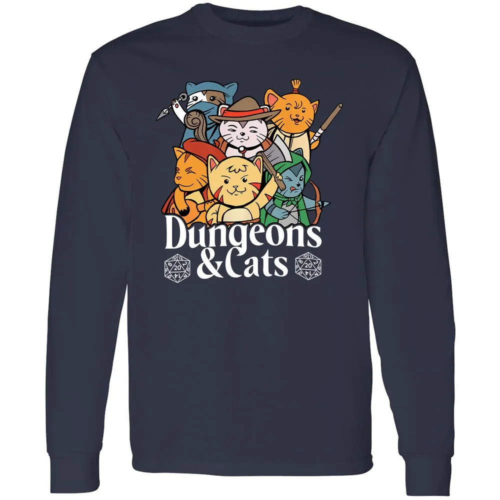 Dungeons & Cats Long Sleeve T-Shirt - Navy - 2