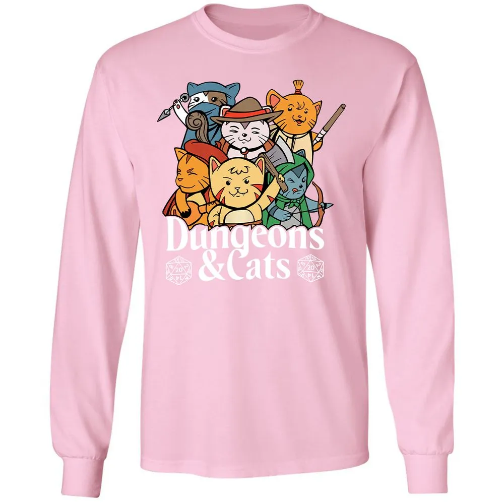 Dungeons & Cats Long Sleeve T-Shirt - Light Pink - 3