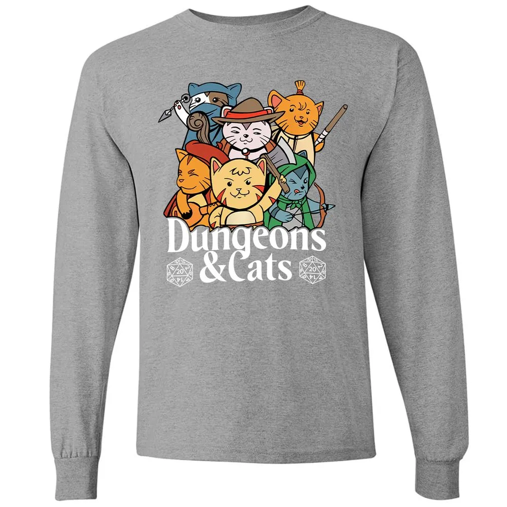 Dungeons & Cats Long Sleeve T-Shirt - Graphite Heather - 6