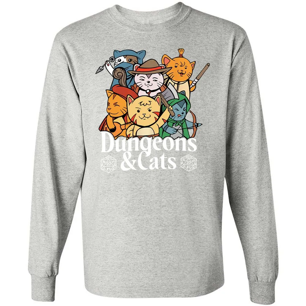 Dungeons & Cats Long Sleeve T-Shirt - Ash - 7