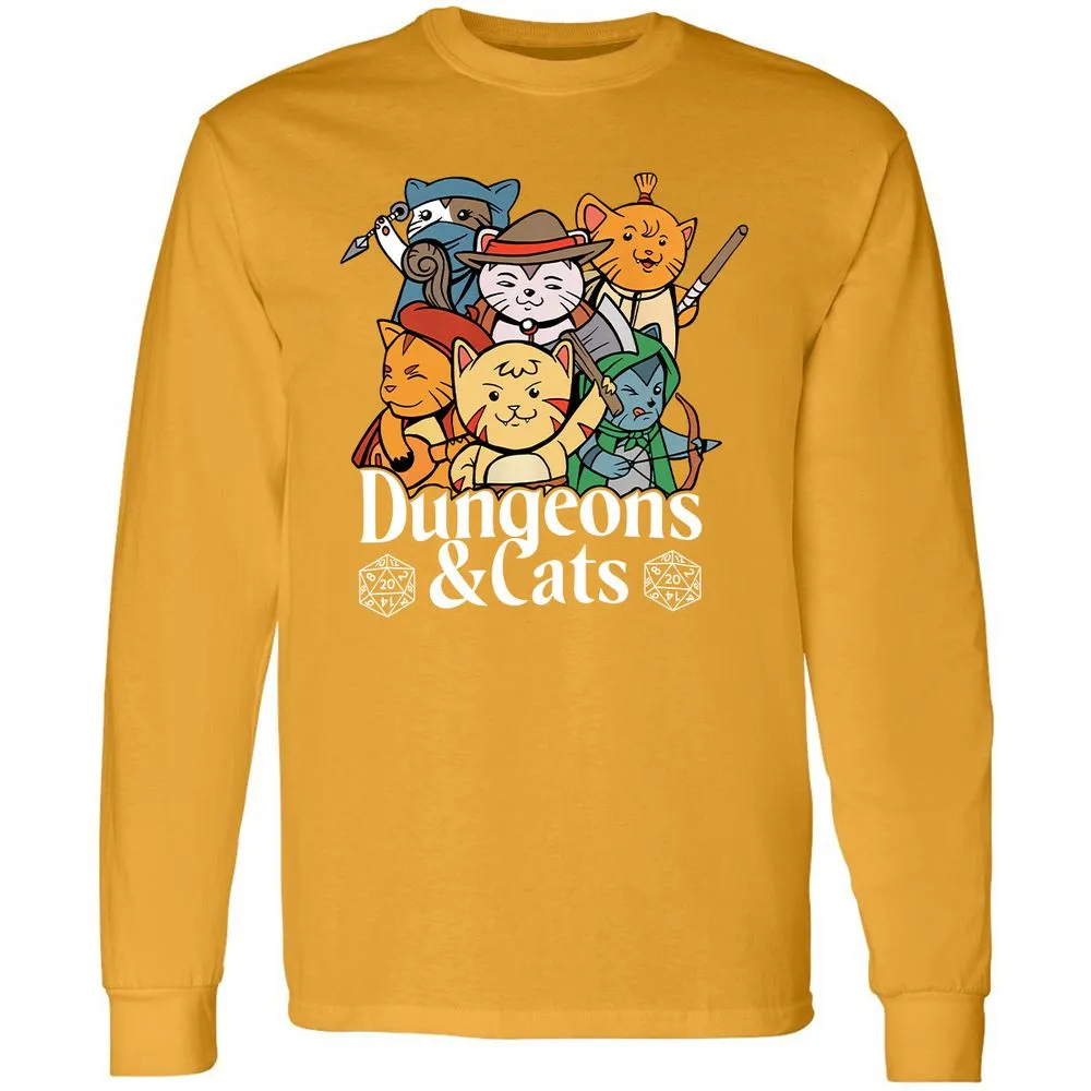 Dungeons & Cats Long Sleeve T-Shirt - Gold - 9