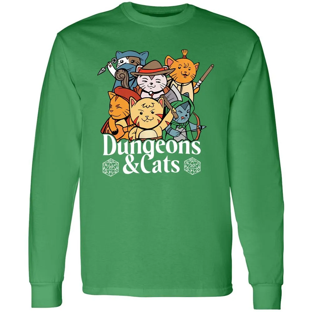 Dungeons & Cats Long Sleeve T-Shirt - Irish Green - 10