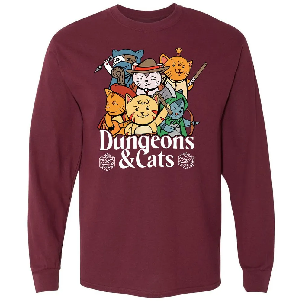 Dungeons & Cats Long Sleeve T-Shirt - Maroon - 11