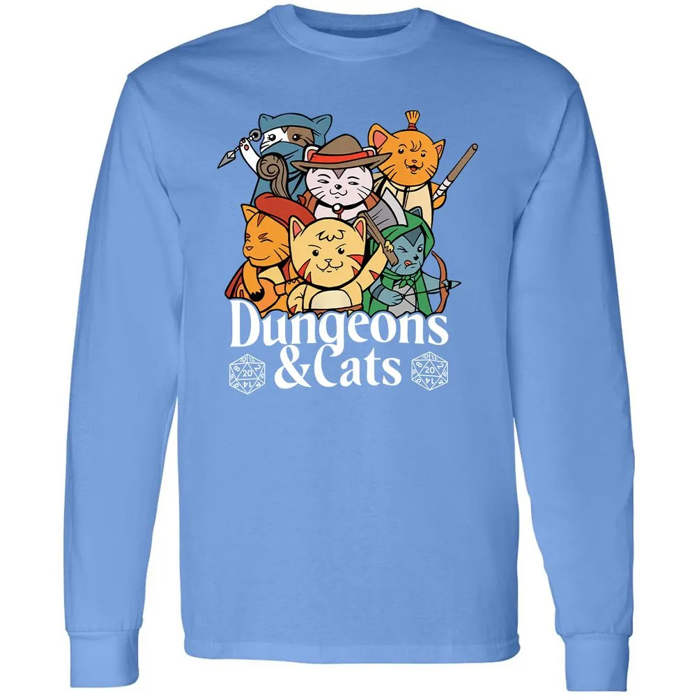 Dungeons & Cats Long Sleeve T-Shirt - Carolina Blue - 12