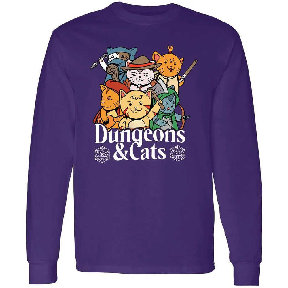 Dungeons & Cats Long Sleeve T-Shirt - Purple - 13