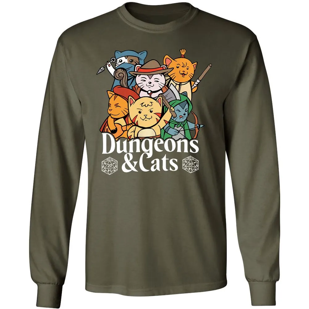 Dungeons & Cats Long Sleeve T-Shirt - Military Green - 16