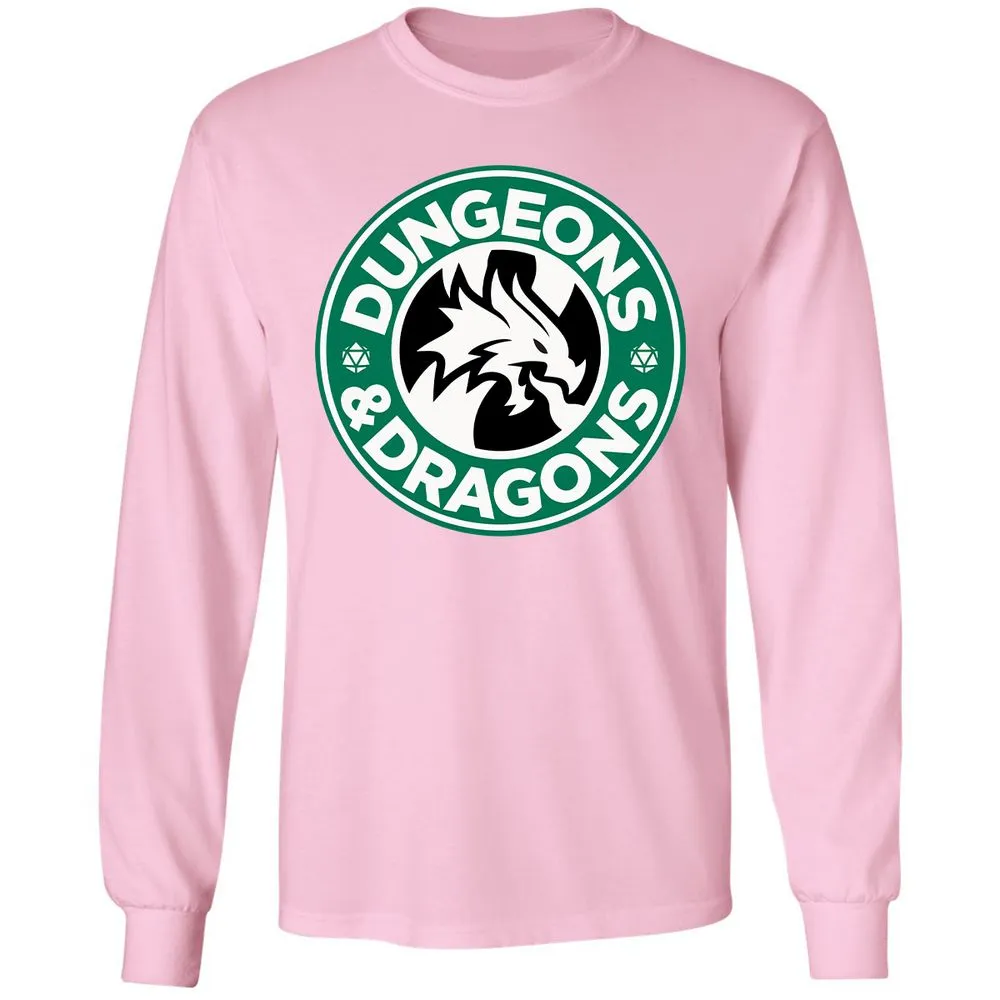 D&D Coffee Long Sleeve T-Shirt - Light Pink - 3
