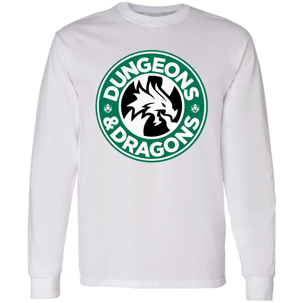 D&D Coffee Long Sleeve T-Shirt - White - 5