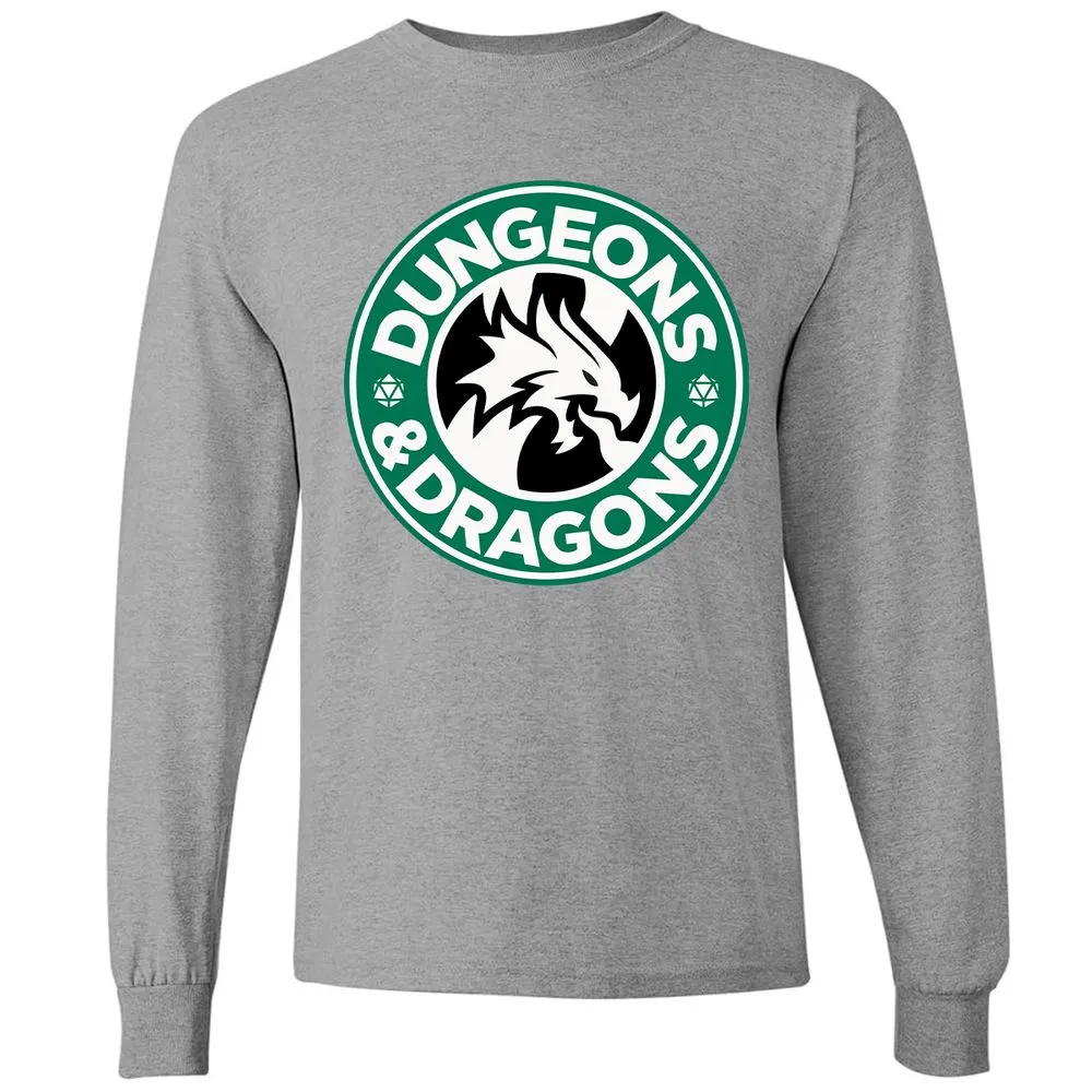 D&D Coffee Long Sleeve T-Shirt - Graphite Heather - 6