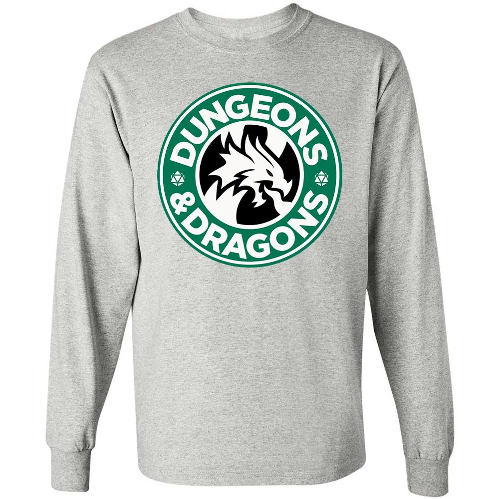 D&D Coffee Long Sleeve T-Shirt - Ash - 7