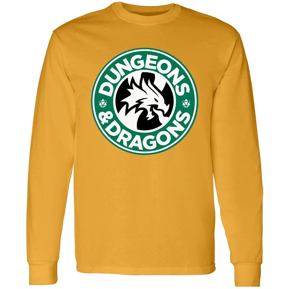 D&D Coffee Long Sleeve T-Shirt - Gold - 9