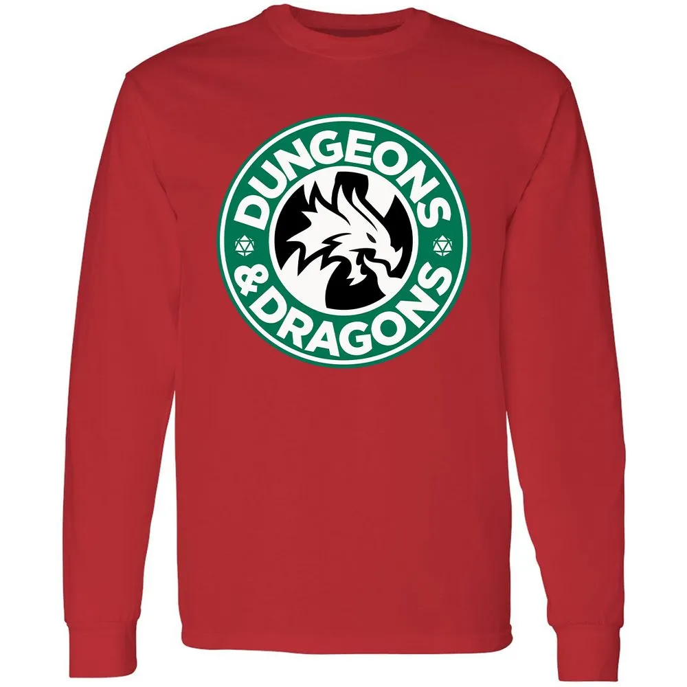 D&D Coffee Long Sleeve T-Shirt - Red - 14