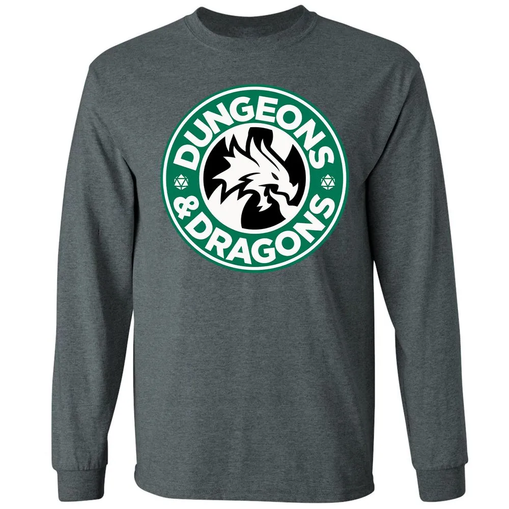 D&D Coffee Long Sleeve T-Shirt - Dark Heather - 15