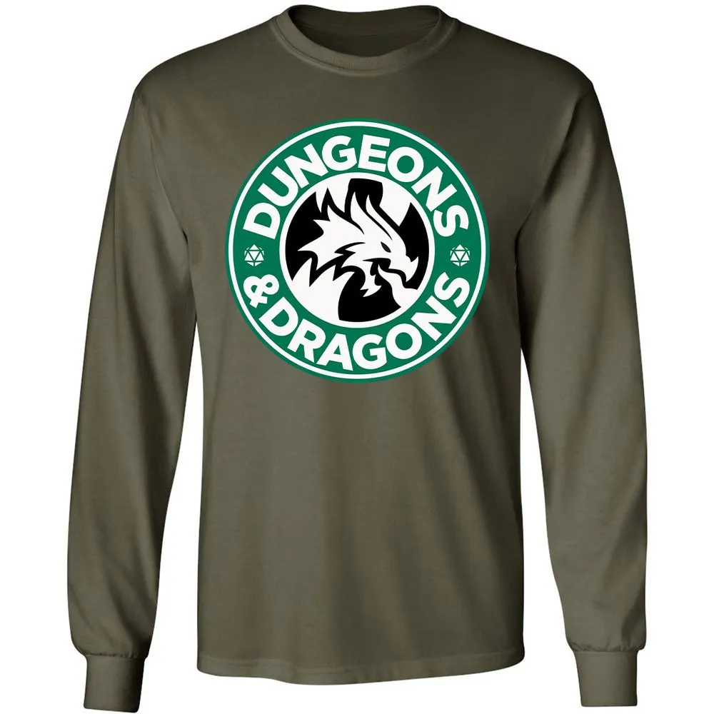 D&D Coffee Long Sleeve T-Shirt - Military Green - 16