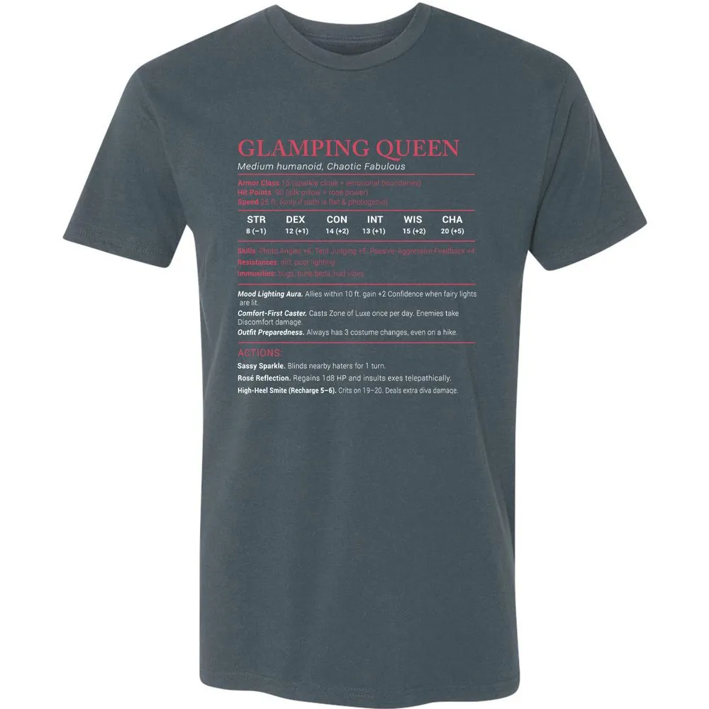 Glamping Queen Stats Premium Unisex T-Shirt - Indigo - 15