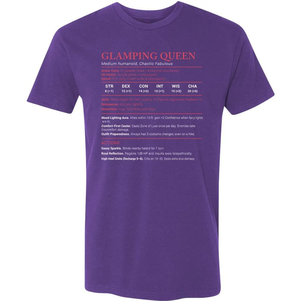 Glamping Queen Stats Premium Unisex T-Shirt - Purple Rush - 7