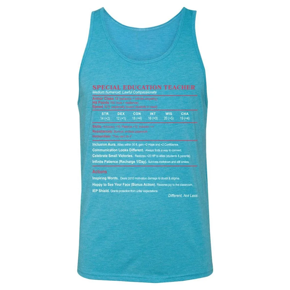 Special Education Teacher Unisex Jersey Tank - Aqua Triblend - 3