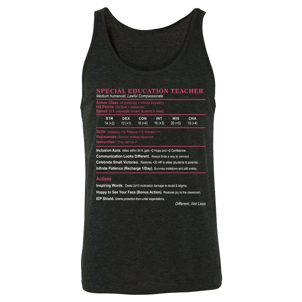 Special Education Teacher Unisex Jersey Tank - Charcoal Black Triblend - 5