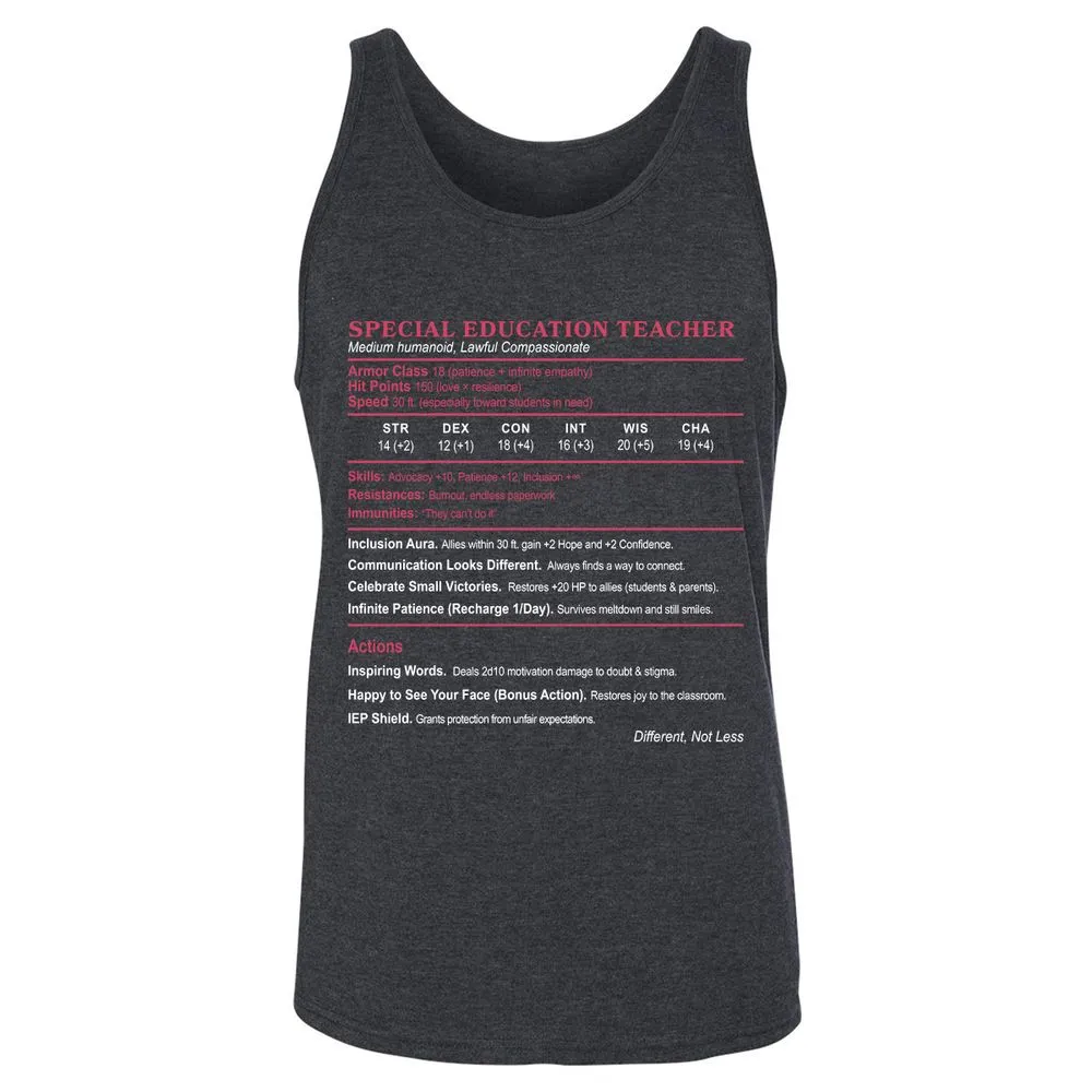 Special Education Teacher Unisex Jersey Tank - Dark Grey Heather - 6