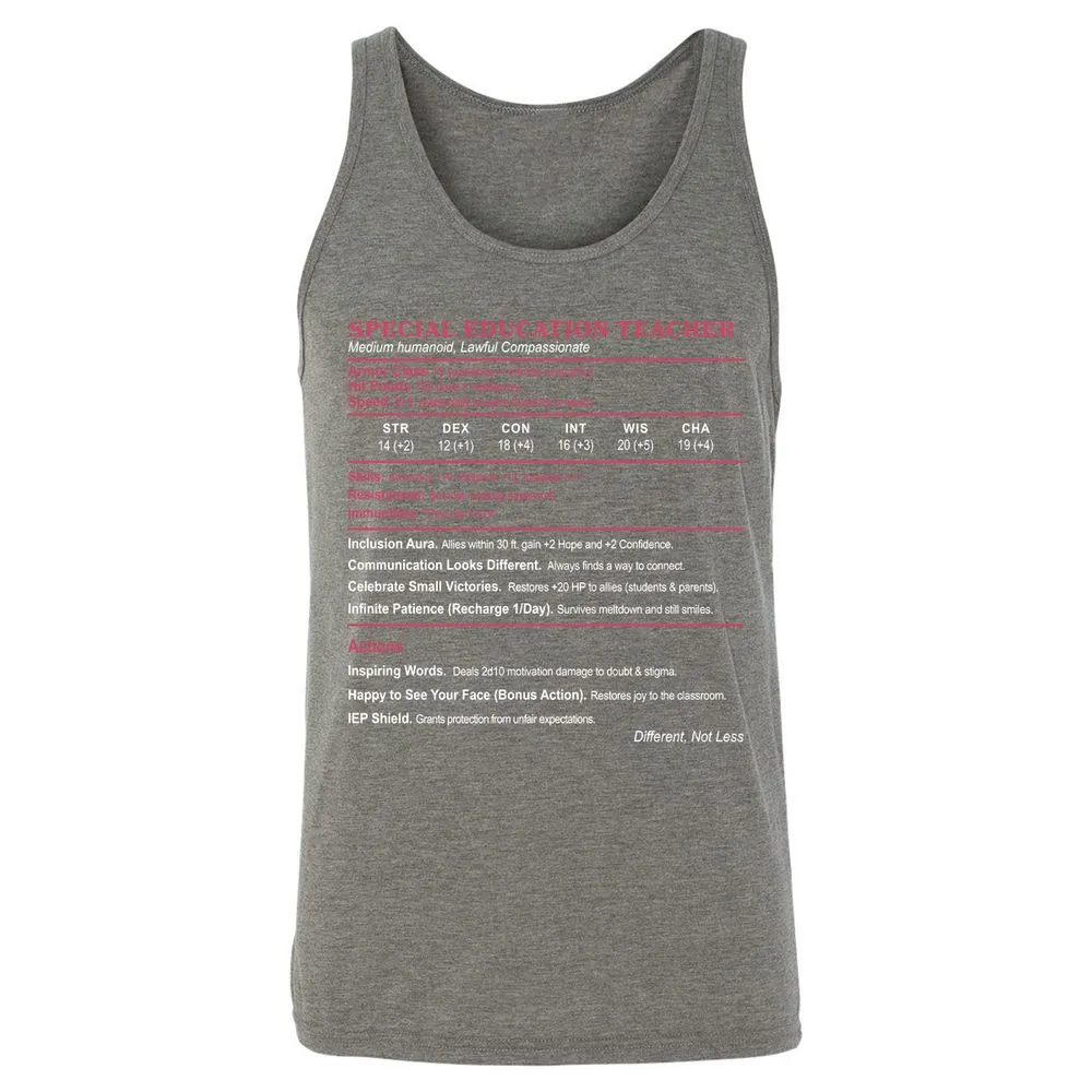 Special Education Teacher Unisex Jersey Tank - Grey Triblend - 8