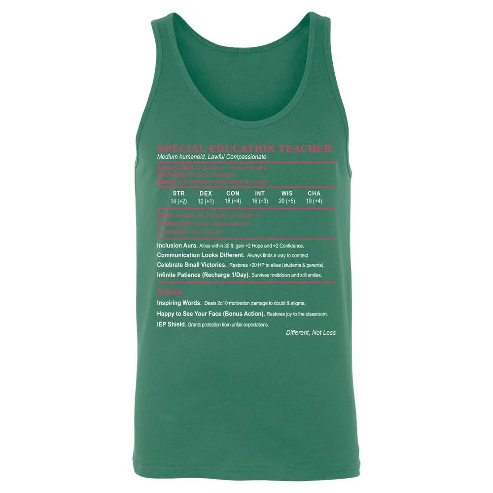 Special Education Teacher Unisex Jersey Tank - Kelly - 9
