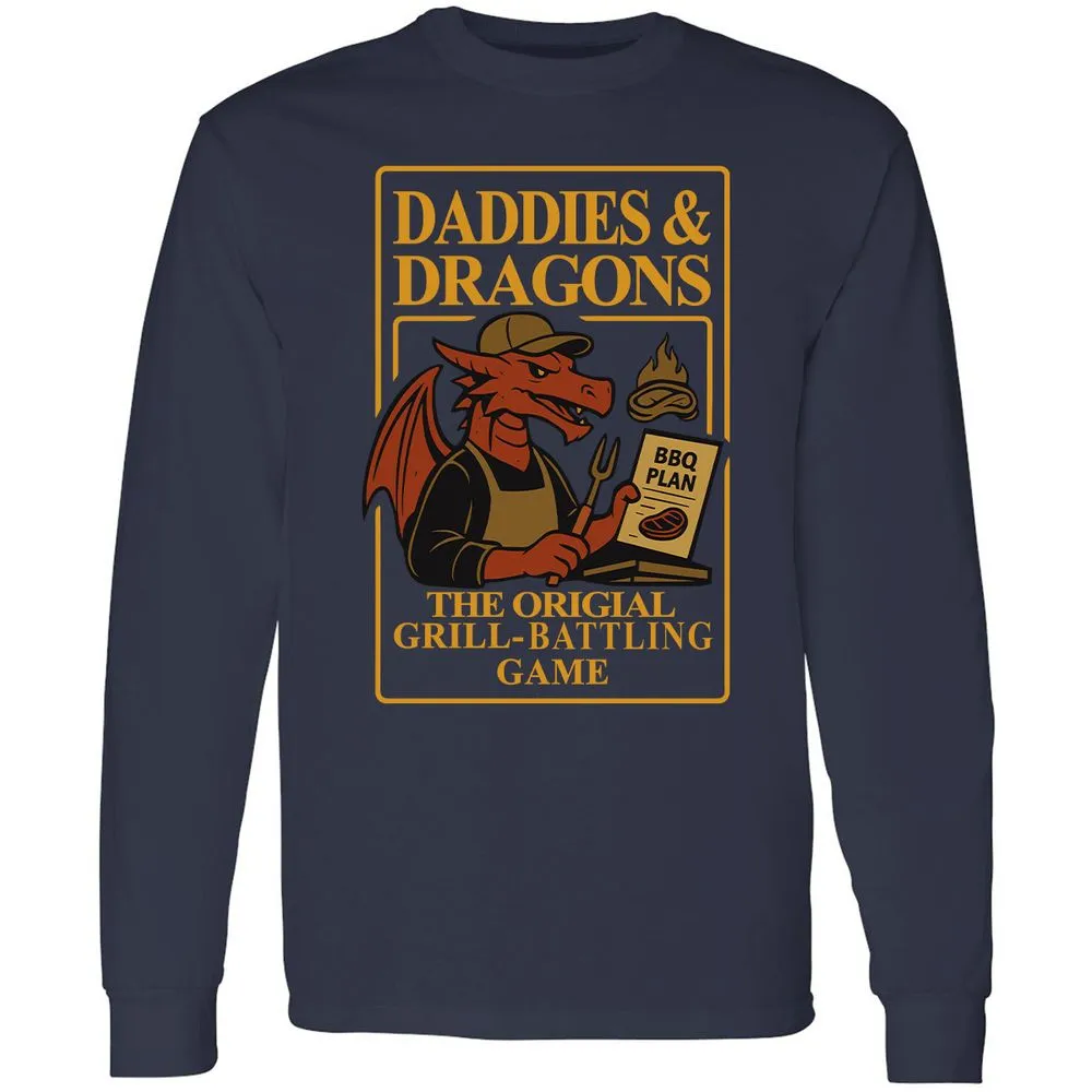 Daddies & Dragons Long Sleeve T-Shirt - Navy - 2