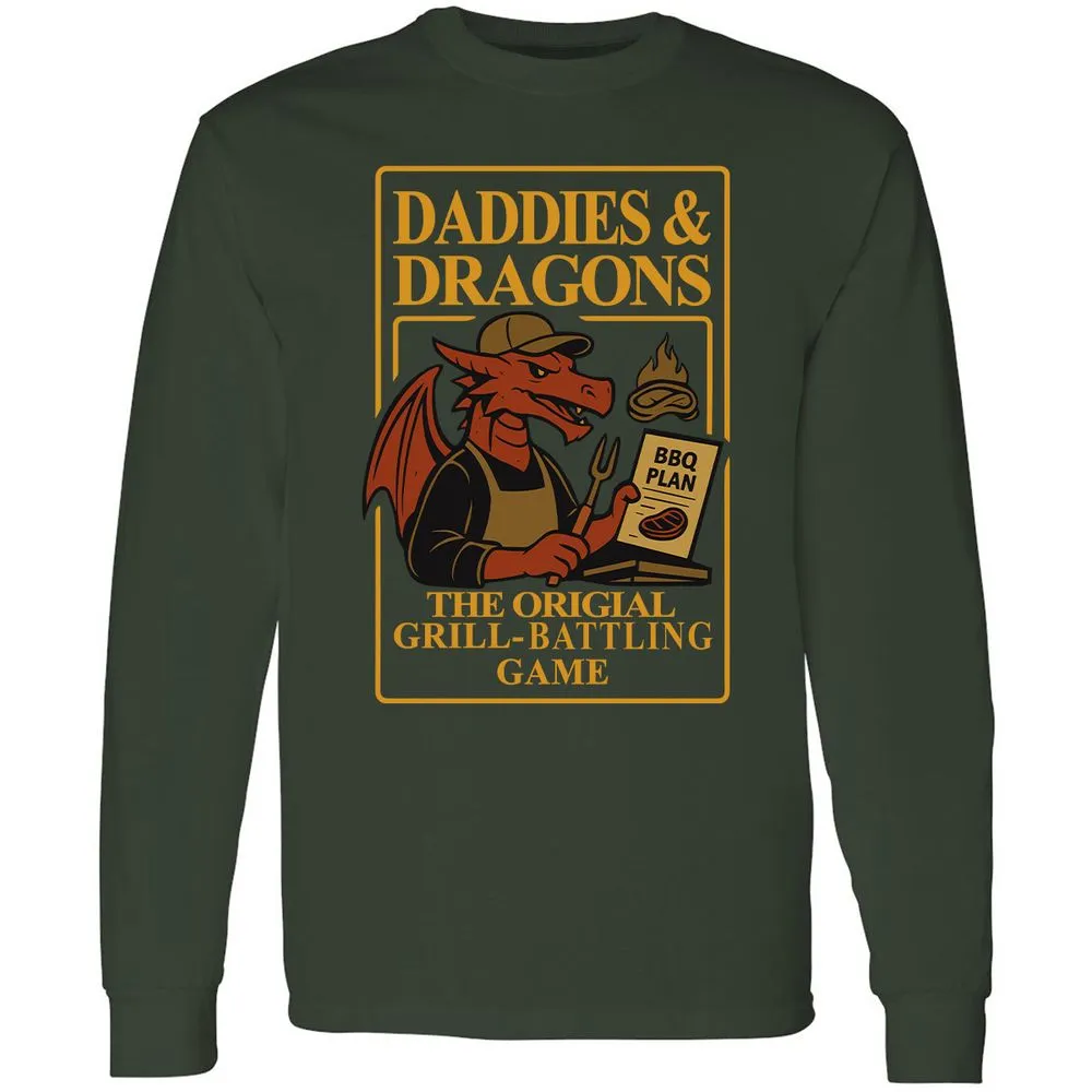 Daddies & Dragons Long Sleeve T-Shirt - Forest Green - 4