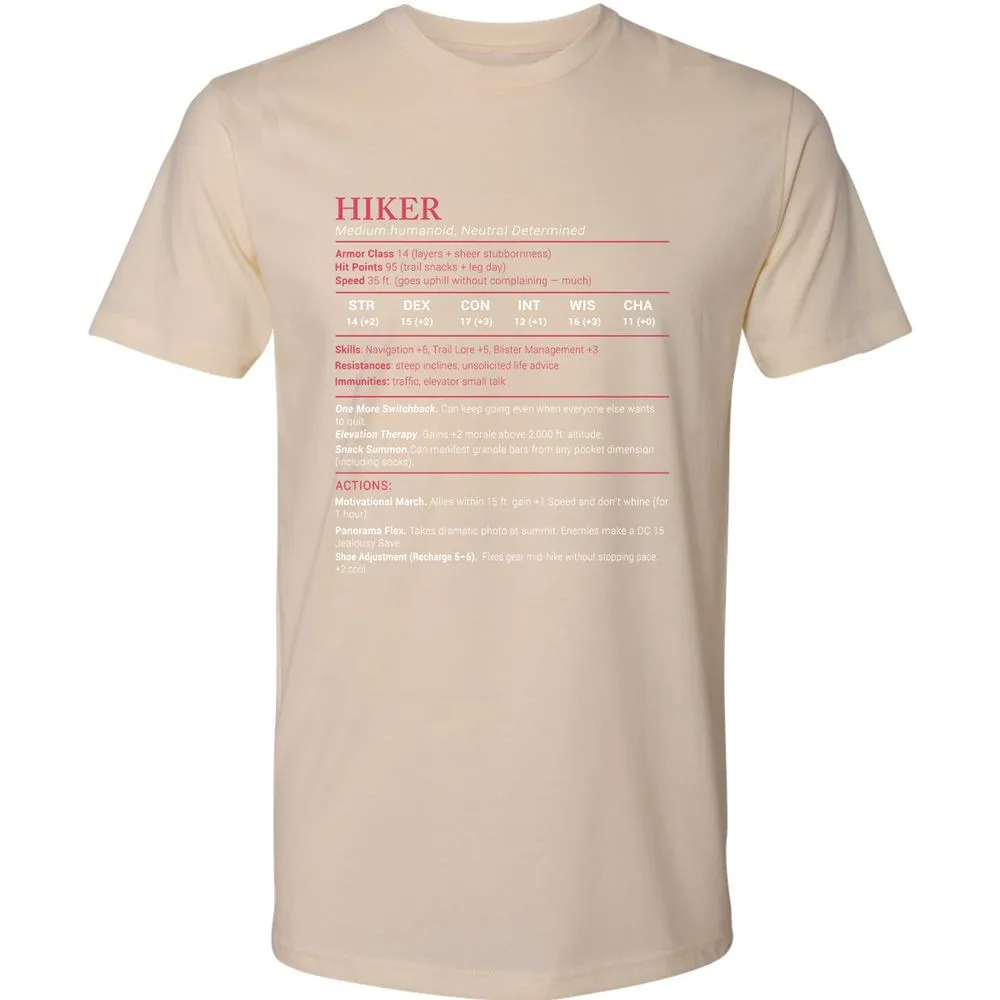 Hiker Stats Premium Unisex T-Shirt - Cream - 14