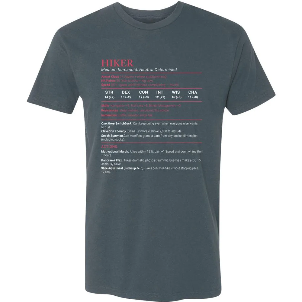 Hiker Stats Premium Unisex T-Shirt - Indigo - 15