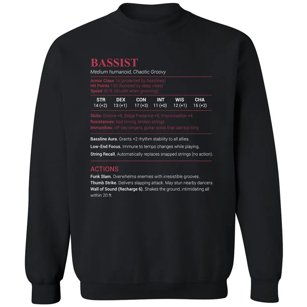 Bassist Stats Classic Unisex Sweatshirt - Black - 1