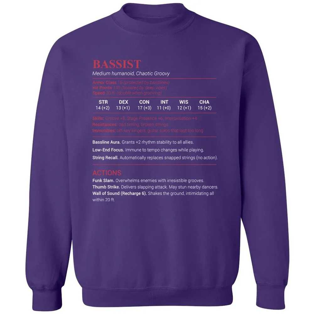Bassist Stats Classic Unisex Sweatshirt - Purple - 6