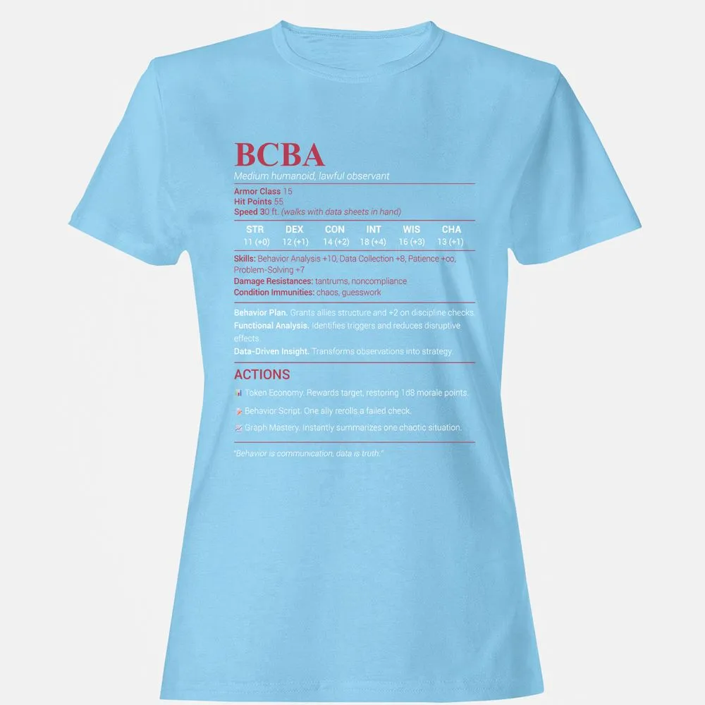 BCBA Women's T-Shirt - Light Blue - 8
