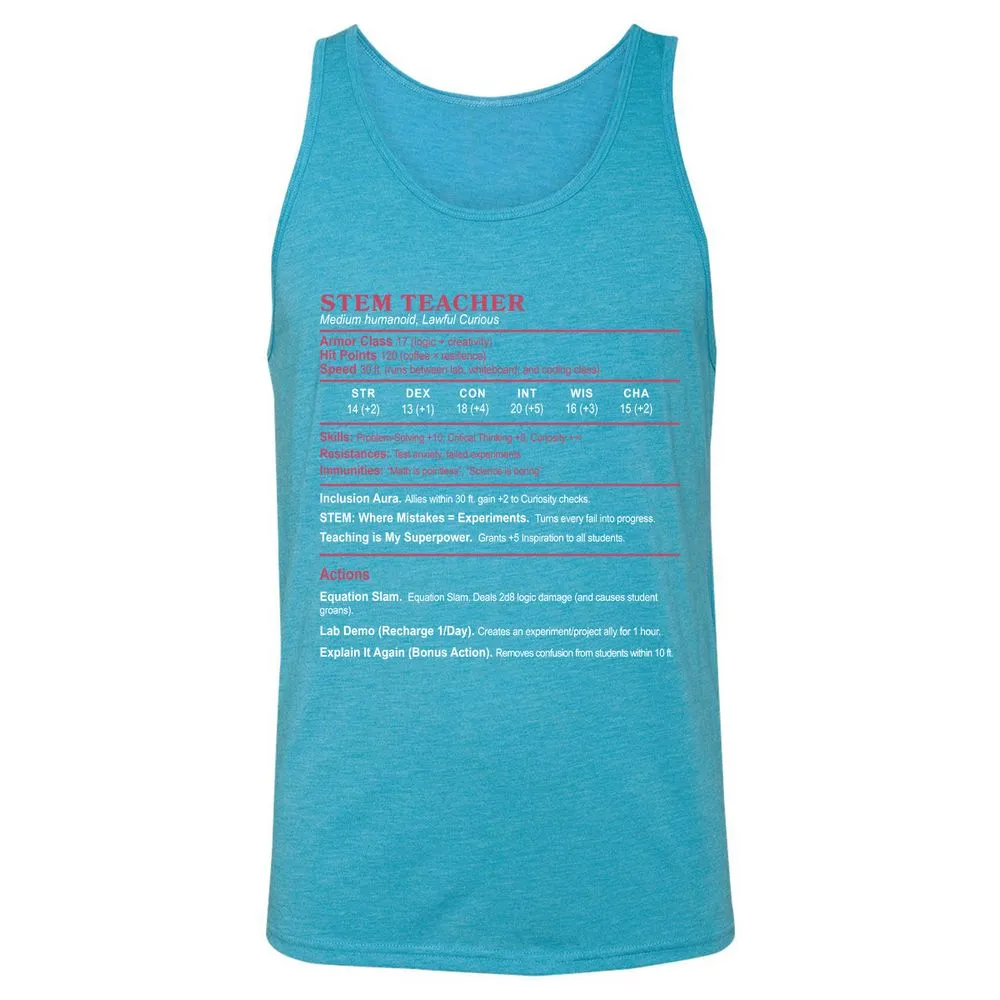 STEM TEACHER Unisex Jersey Tank - Aqua Triblend - 3