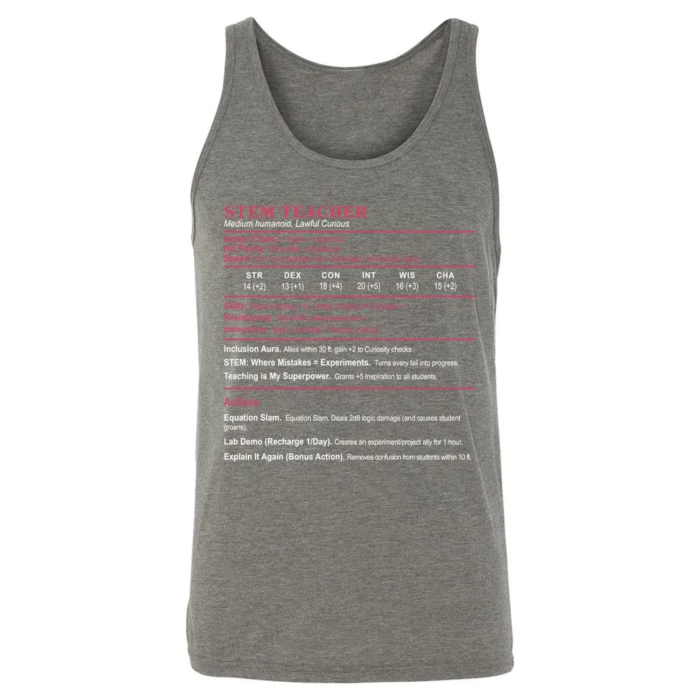 STEM TEACHER Unisex Jersey Tank - Grey Triblend - 8