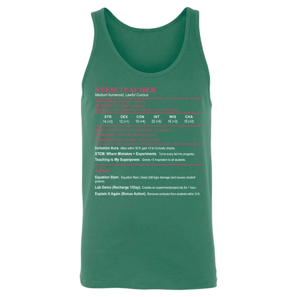 STEM TEACHER Unisex Jersey Tank - Kelly - 9