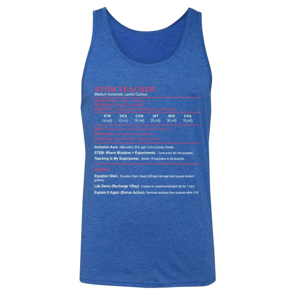 STEM TEACHER Unisex Jersey Tank - True Royal Triblend - 12