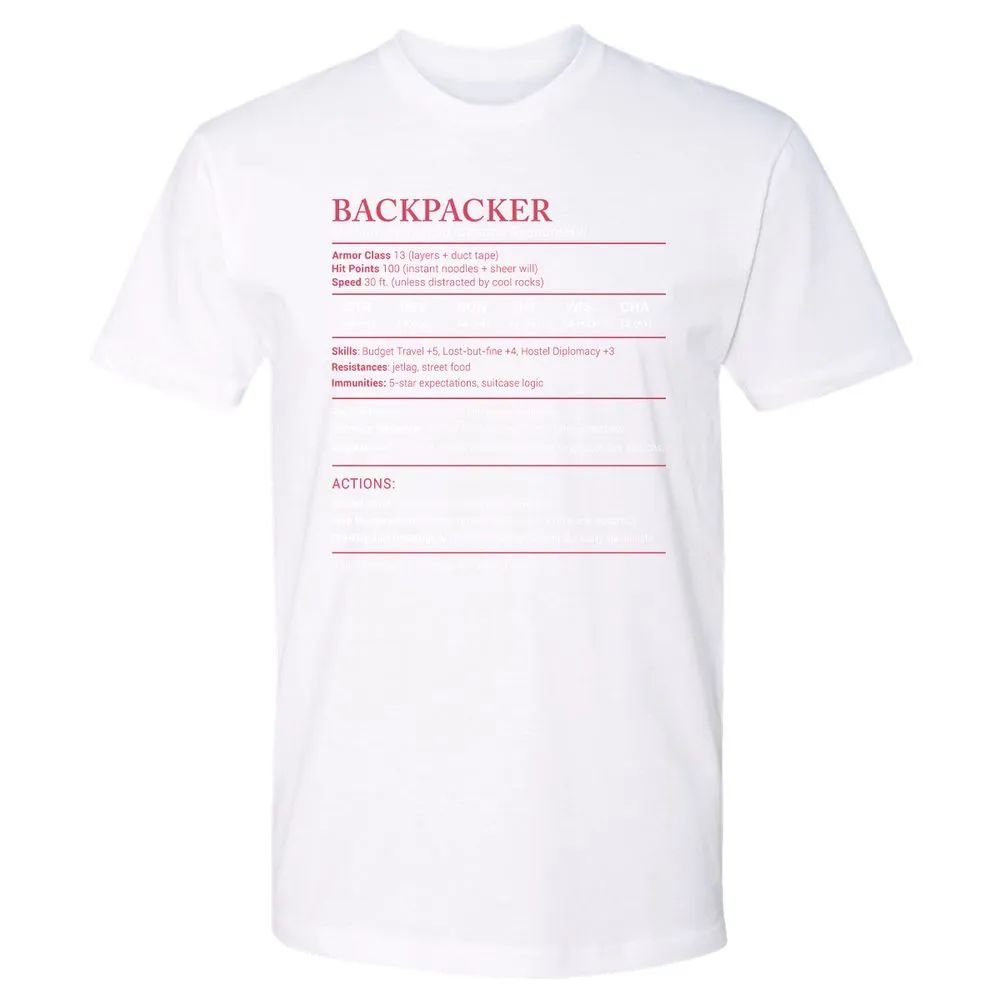 Backpacker Stats Premium Unisex T-Shirt - White - 4