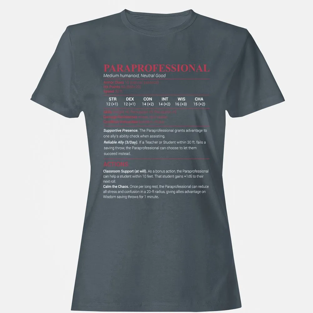 Paraprofessional Women's T-Shirt - Charcoal - 3