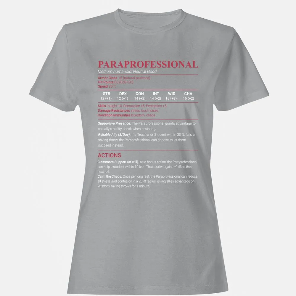Paraprofessional Women's T-Shirt - Sport Grey - 15